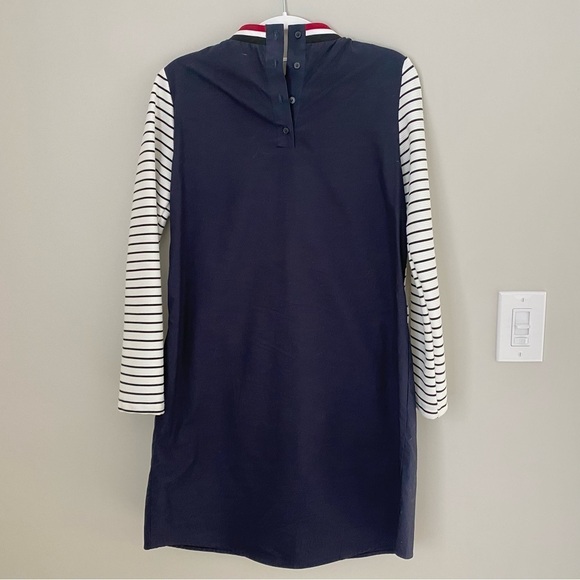 Zara Striped White Navy Long Sleeve Button Front Shift Dress half Sweater XS - Picture 10 of 16